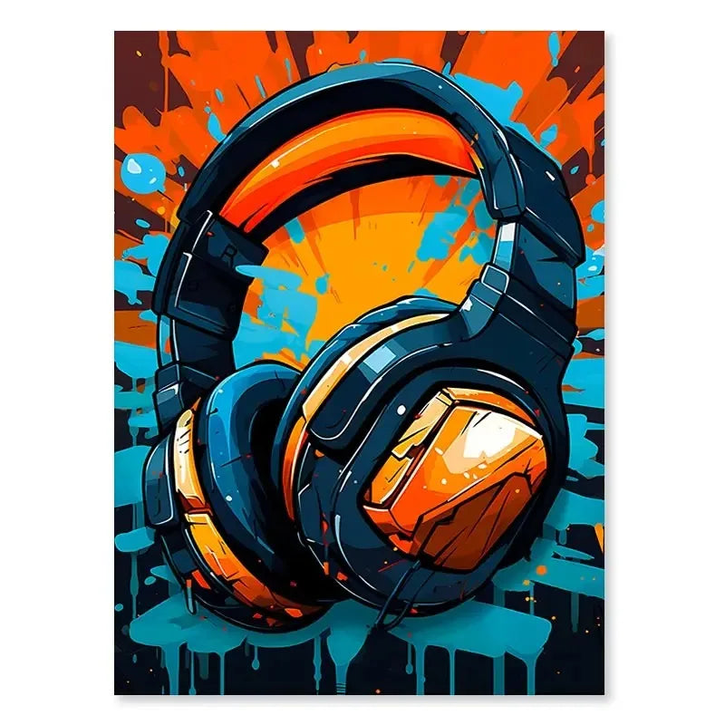 Colorful graffiti gaming controller canvas wall art