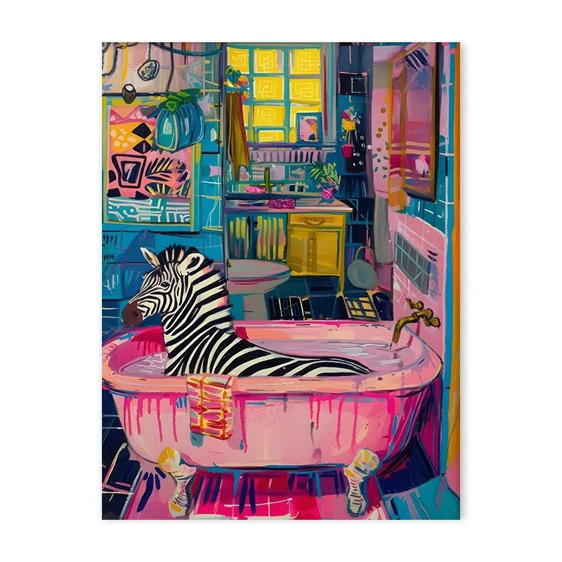 Colorful Bathtub Animals Canvas Print