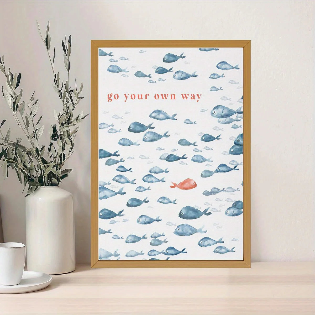 frameless nautical fish pattern canvas with go your own way quote