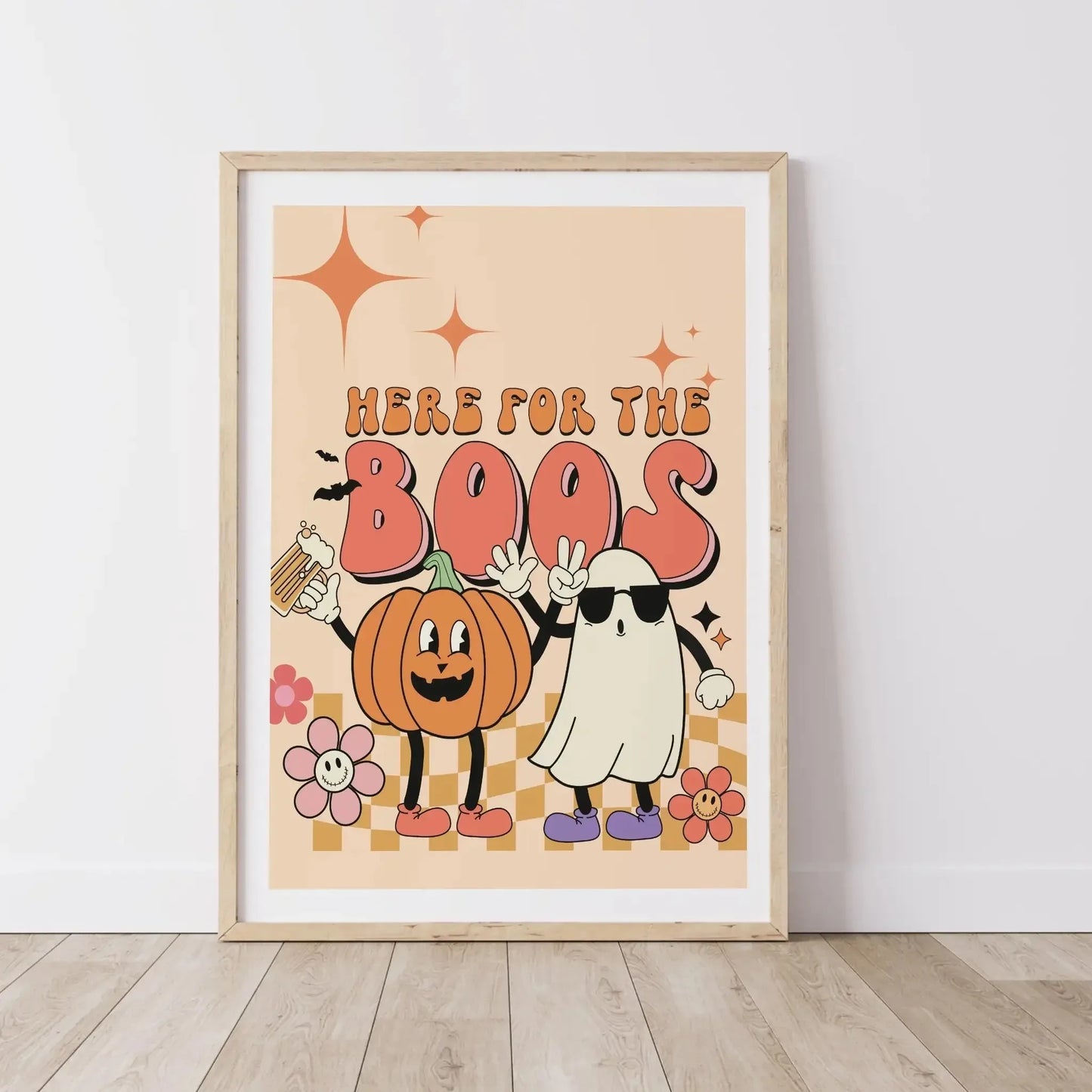 Vintage ghost and pumpkin Halloween “Creep It Real” canvas wall art