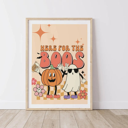 Vintage ghost and pumpkin Halloween “Creep It Real” canvas wall art