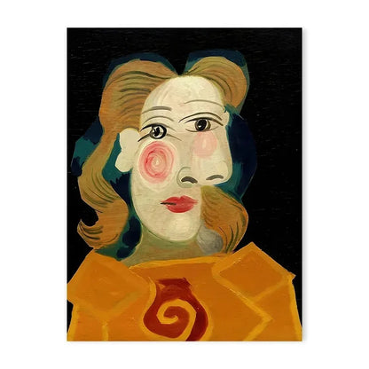 Geometric mosaic human face abstract canvas wall art