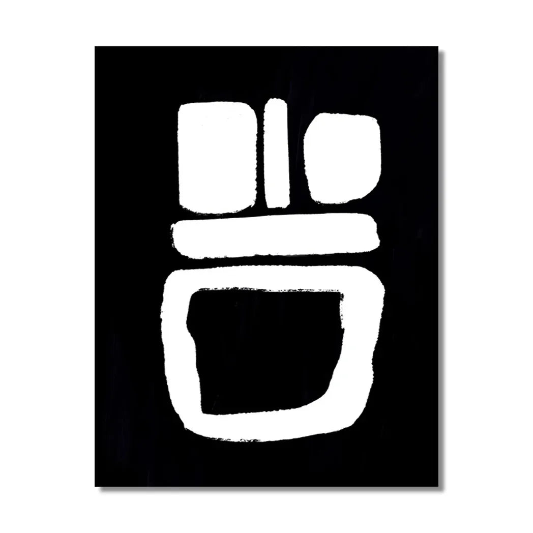 Bohemian Beige & Black Abstract Canvas Print