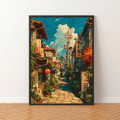 Japan Sunlit Kyoto Alleyway Street Canvas Print