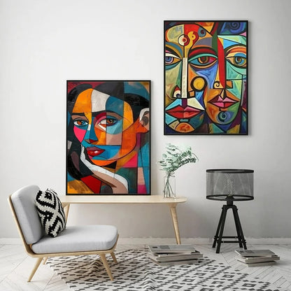 Cubist figures abstract Picasso-style canvas wall art