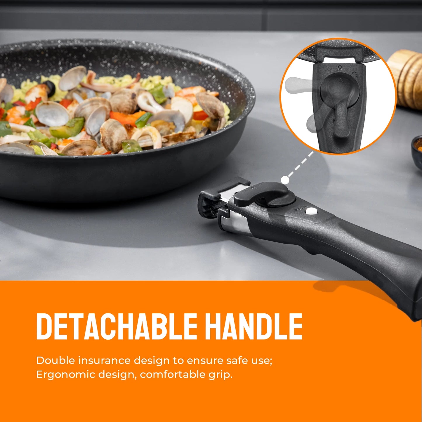 Non-Stick Frying Pan Set with Detachable Handle