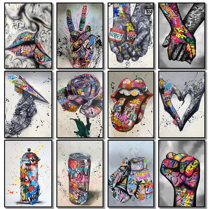 Street Graffiti Gestures Canvas Wall Art