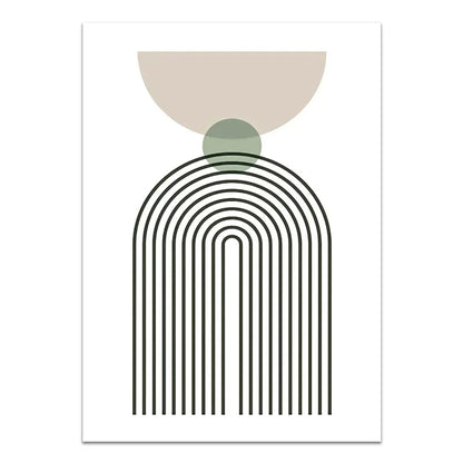 Abstract Bohemian Green Line Leaves Canvas