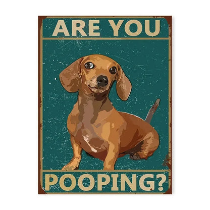 Funny cats and dogs “Are You Pooping?” bathroom canvas wall art