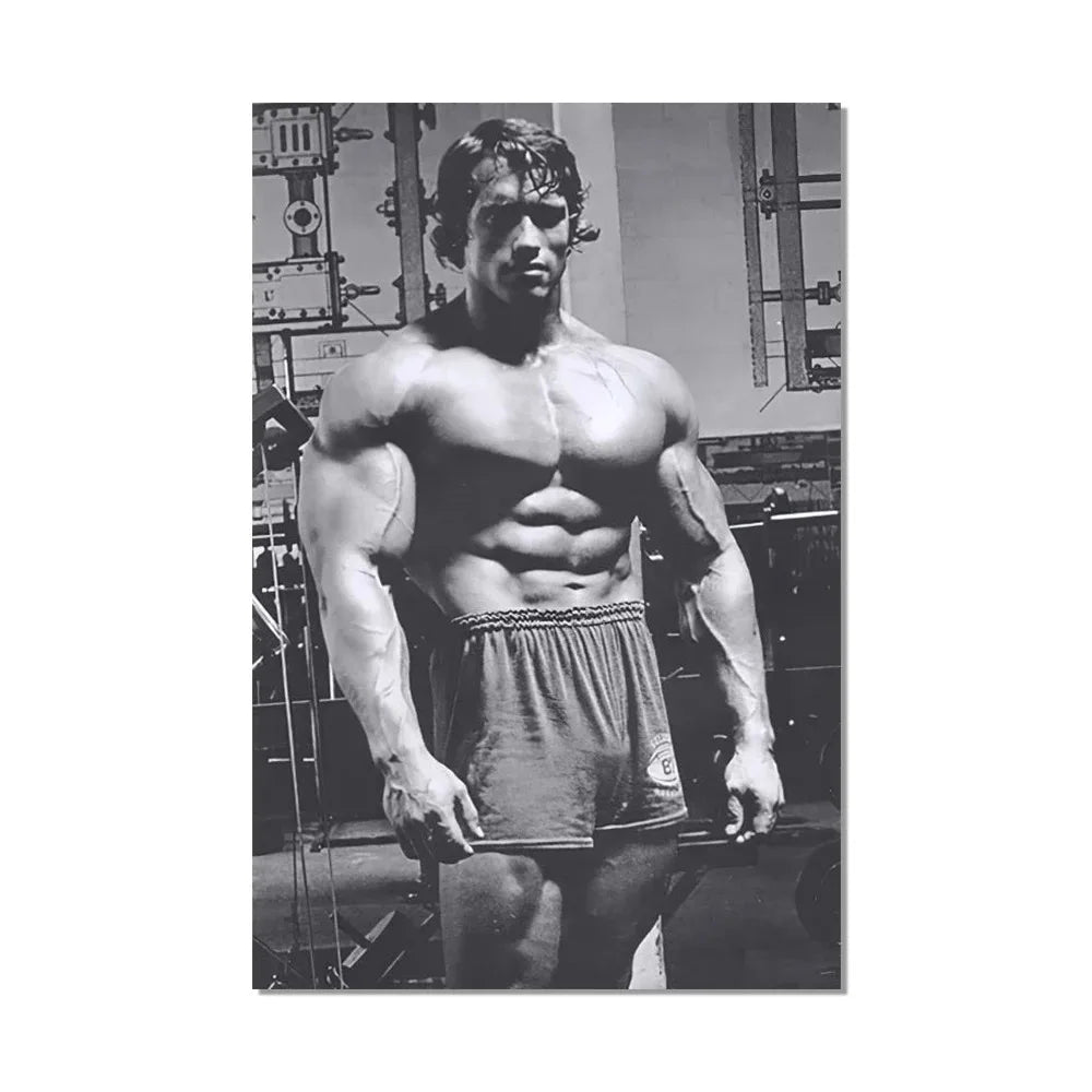 black and white motivational canvas of arnold schwarzenegger