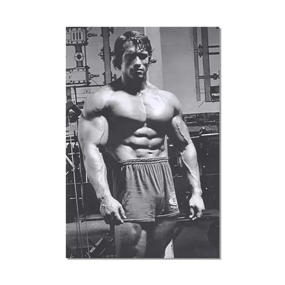 black and white motivational canvas of arnold schwarzenegger