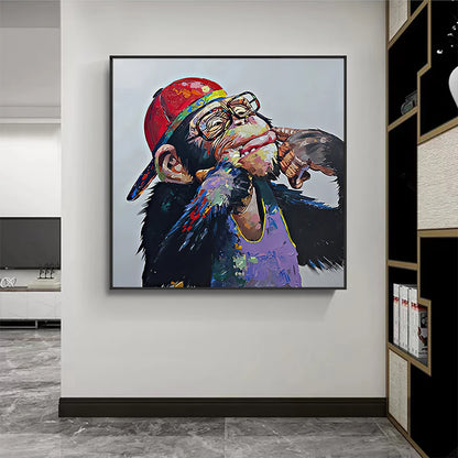 Orangutan with colorful headphones pop canvas wall art