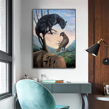 nordic optical illusion animal canvas wall art