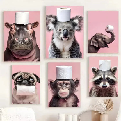 Cute Animals Toilet Paper Canvas