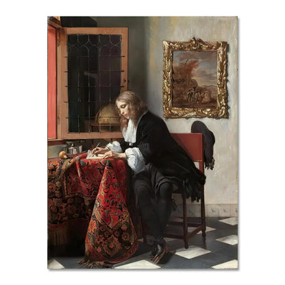 renaissance-style figures with architectural motifs vintage canvas wall art