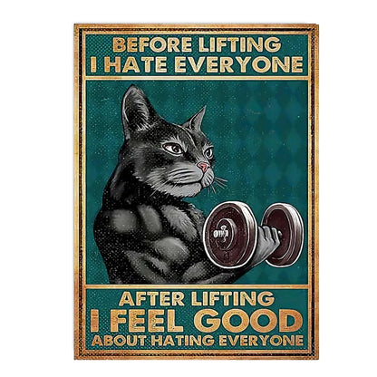 funny black cat are you pooping bathroom canvas sign