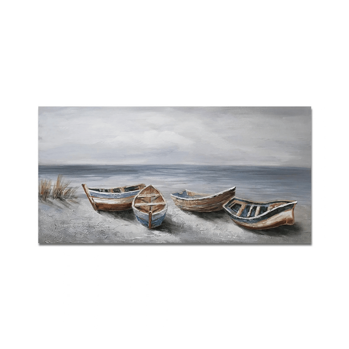 Four Boats At Low Tide Canvas Print