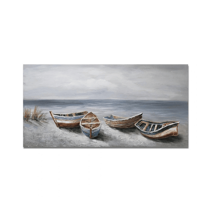 Four Boats At Low Tide Canvas Print