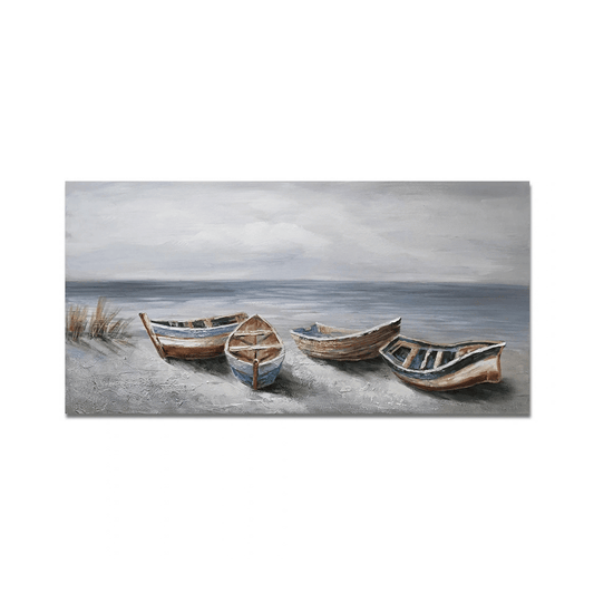 Four Boats At Low Tide Canvas Print