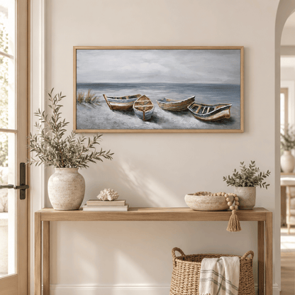 Four Boats At Low Tide Canvas Print
