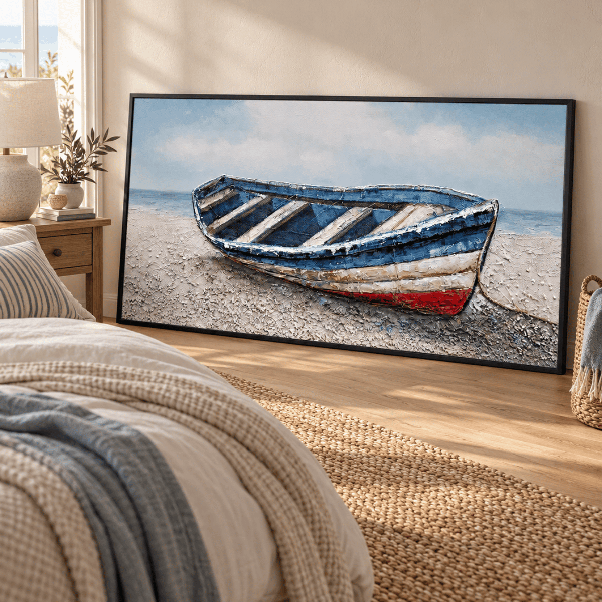 Harbour Blue Rowboat Canvas Print