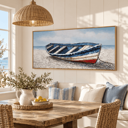 Harbour Blue Rowboat Canvas Print