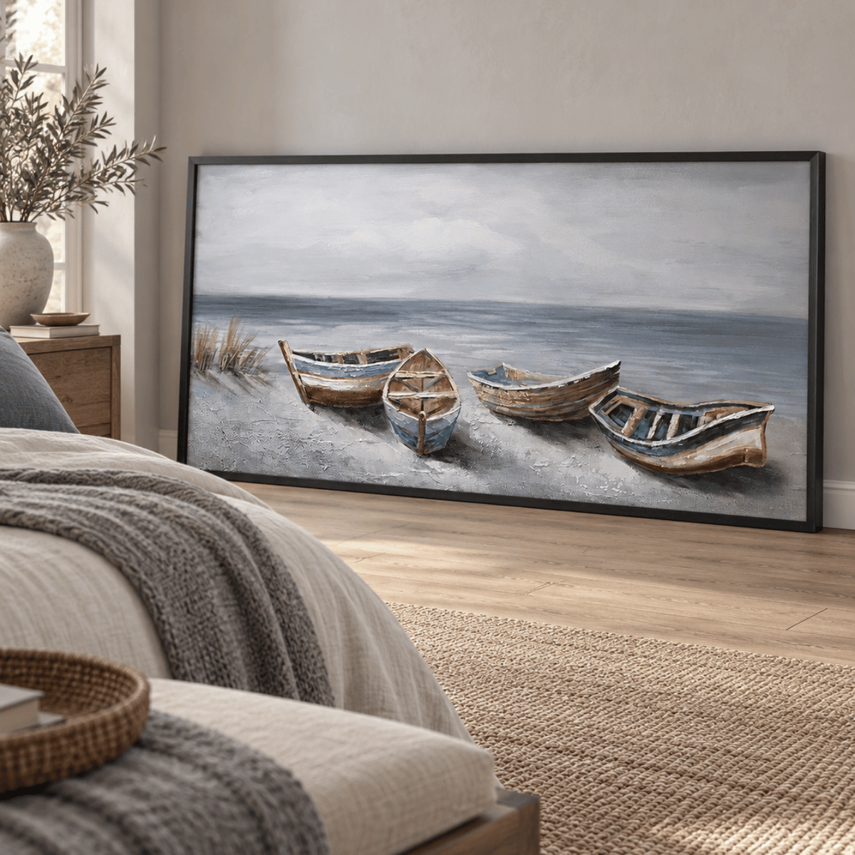 Four Boats At Low Tide Canvas Print