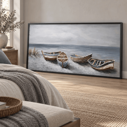 Four Boats At Low Tide Canvas Print