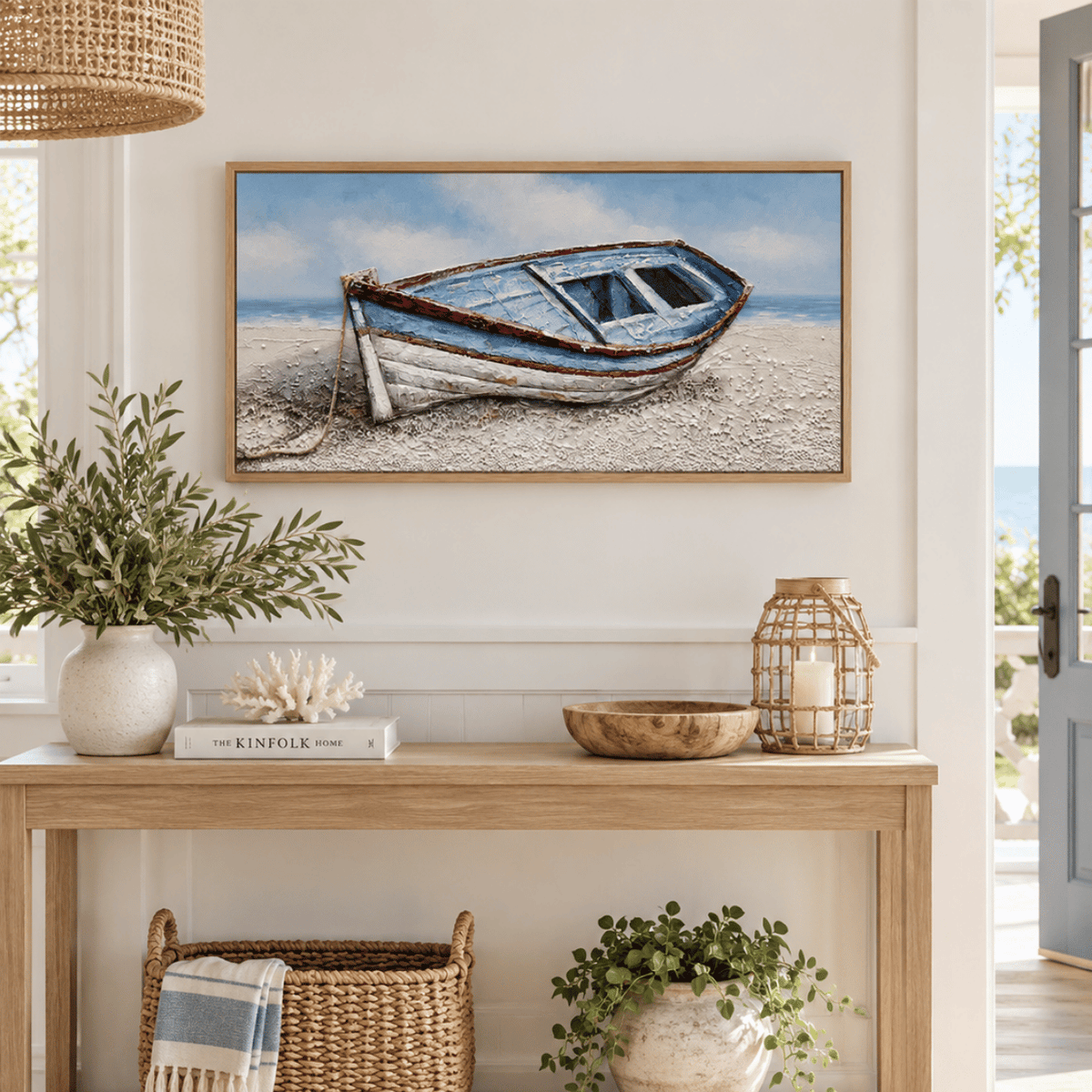 Weathered Blue Rowboat Canvas Print