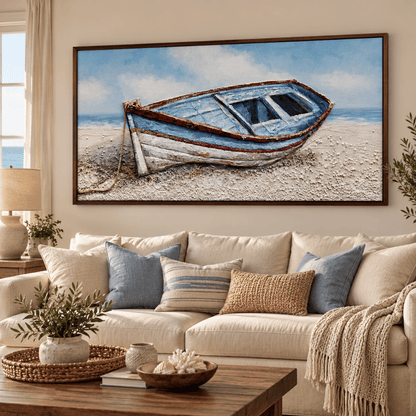 Weathered Blue Rowboat Canvas Print