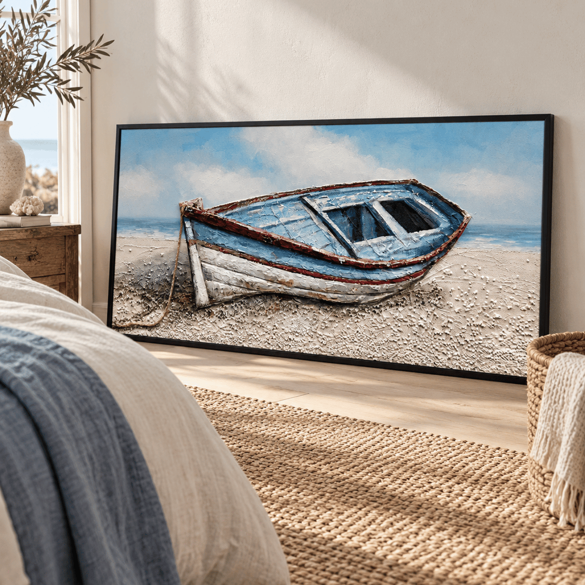 Weathered Blue Rowboat Canvas Print