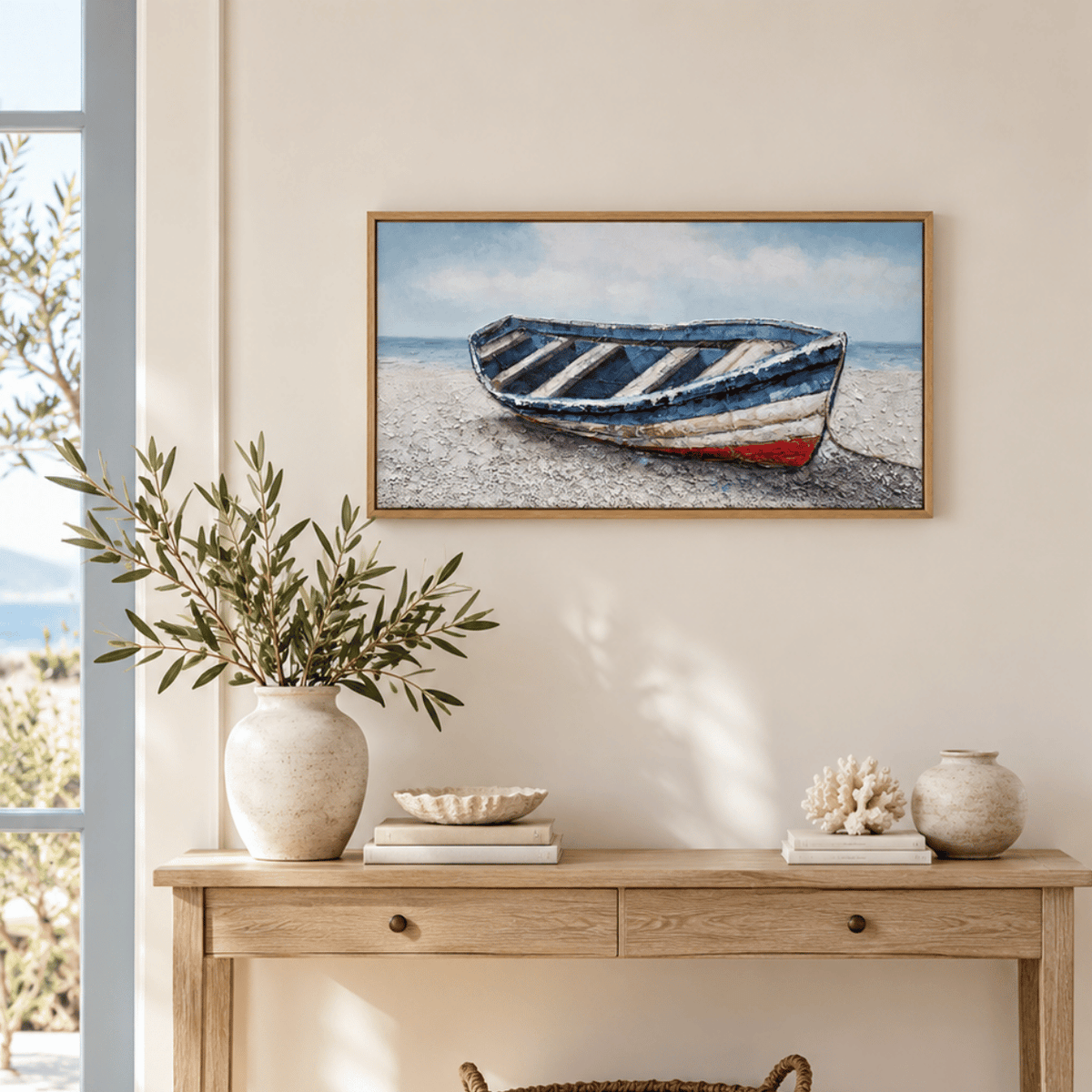Harbour Blue Rowboat Canvas Print