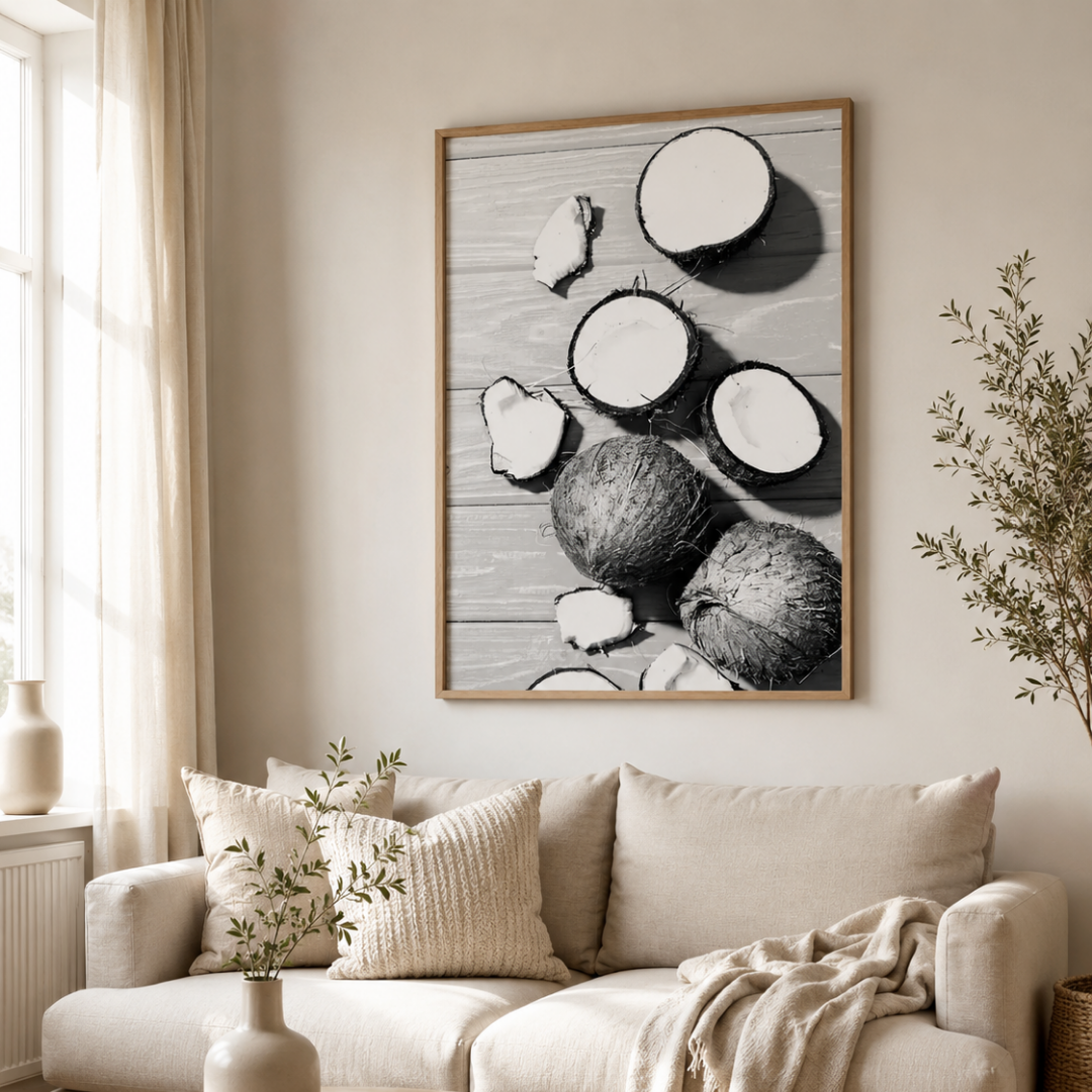 Coconut Still Life Coastal Canvas Print