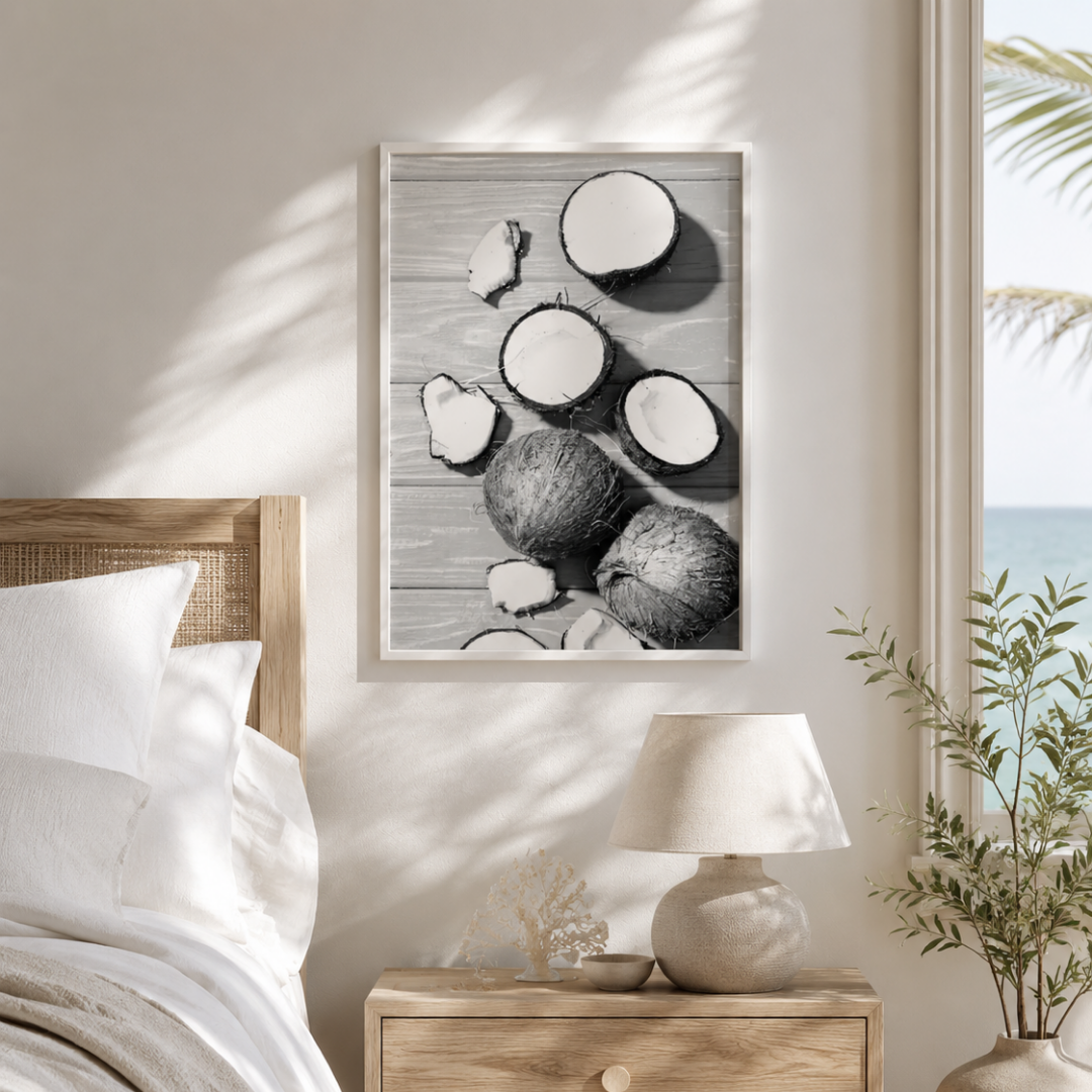 Coconut Still Life Coastal Canvas Print