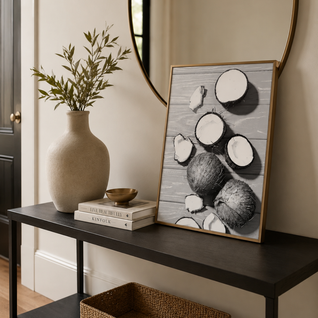 Coconut Still Life Coastal Canvas Print