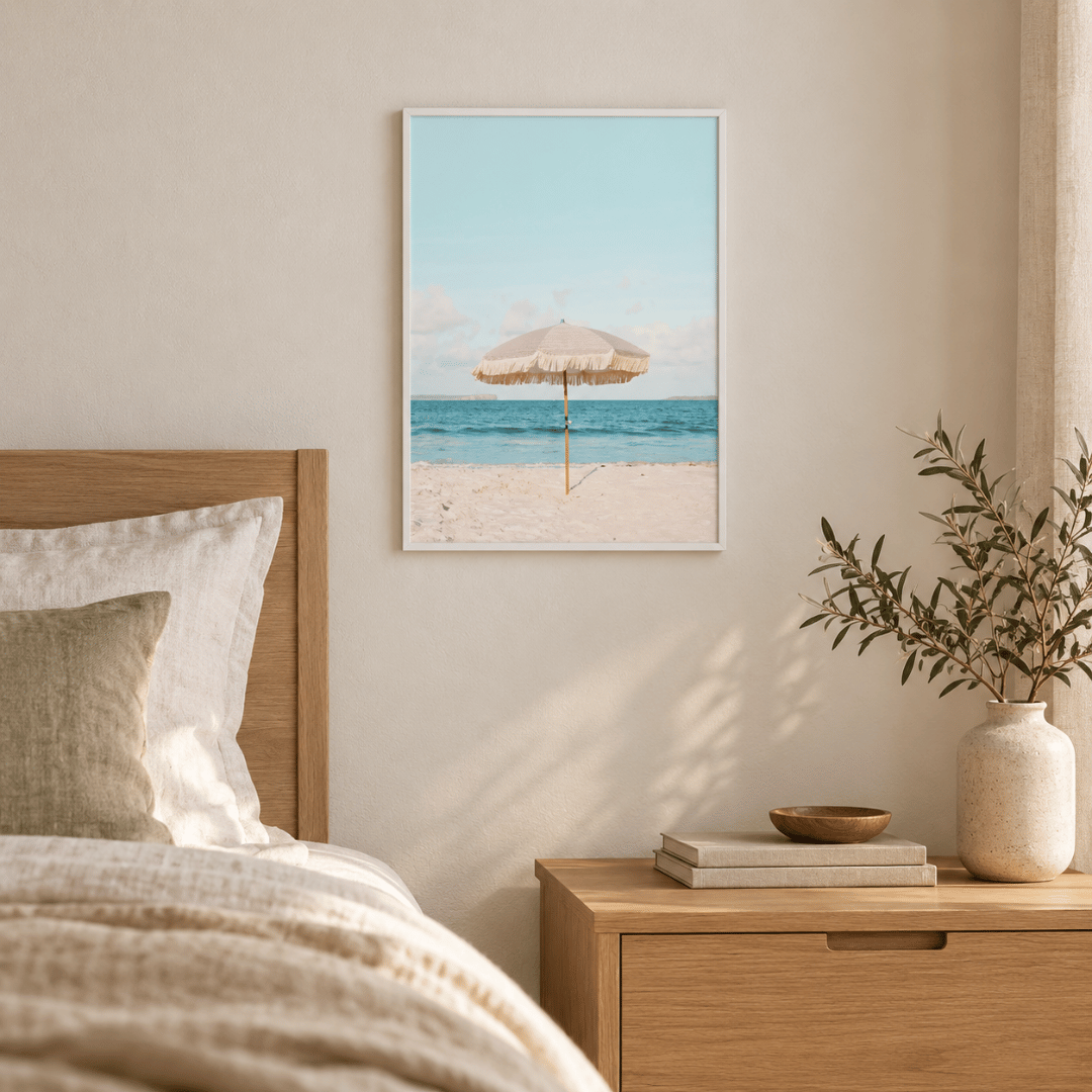 Blush Beach Parasol Canvas Print
