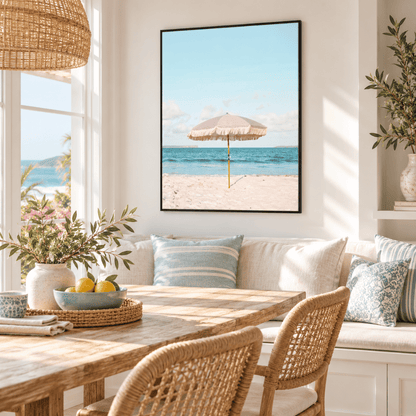 Blush Beach Parasol Canvas Print