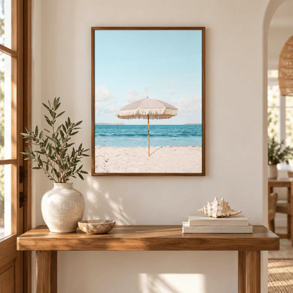 Blush Beach Parasol Canvas Print