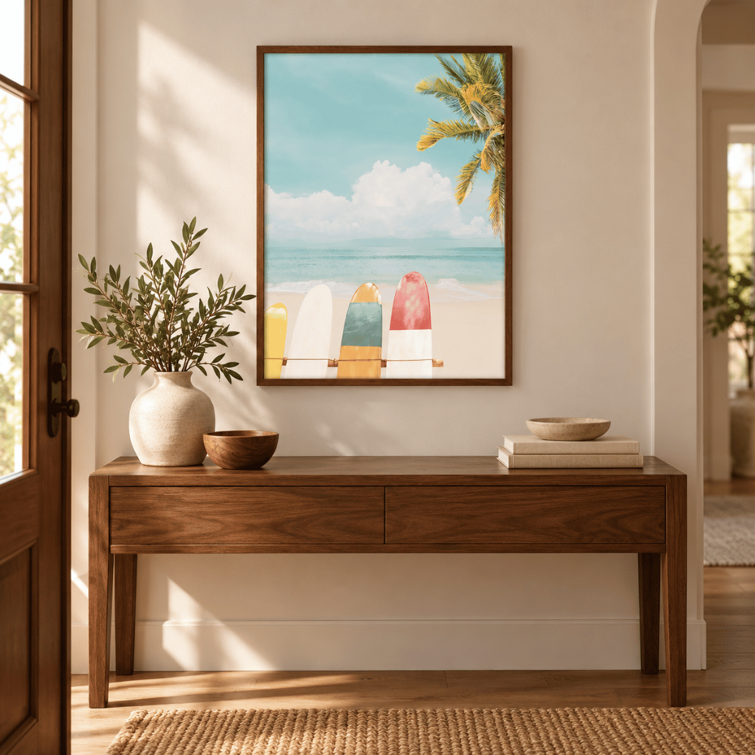 Pastel Surfboard Beach Canvas Print