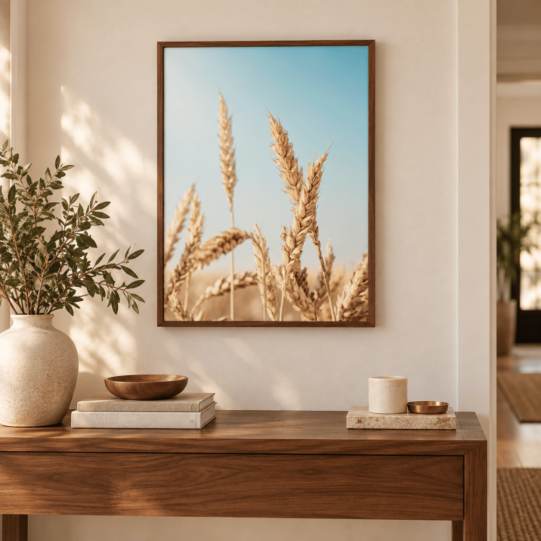 Sunlit Wheat Stems Canvas Print