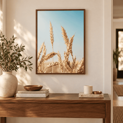 Sunlit Wheat Stems Canvas Print