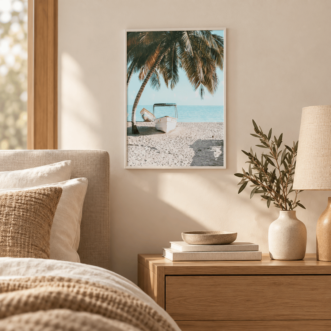 Palm Shore Boats Canvas Print