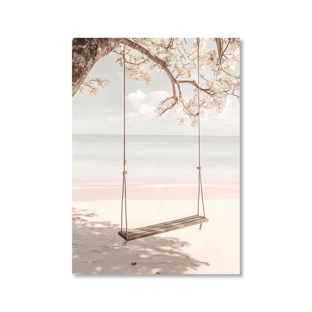 Seaside Tree Swing Canvas Print