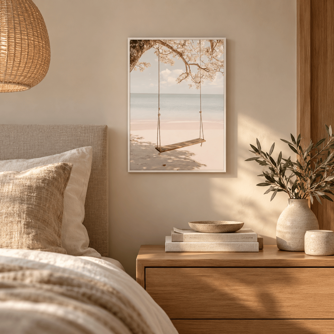 Seaside Tree Swing Canvas Print