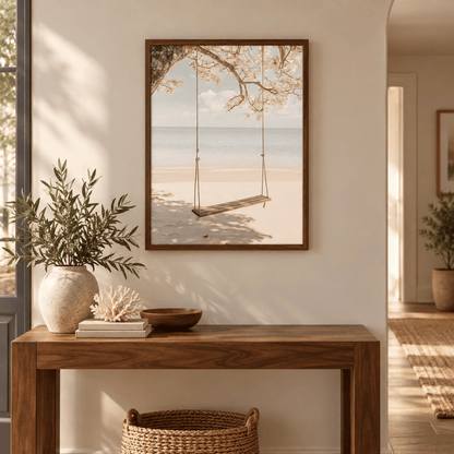 Seaside Tree Swing Canvas Print