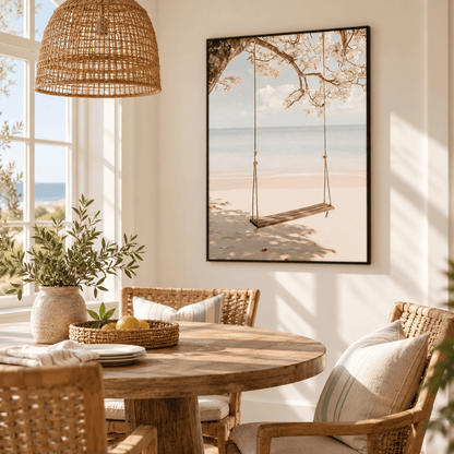 Seaside Tree Swing Canvas Print