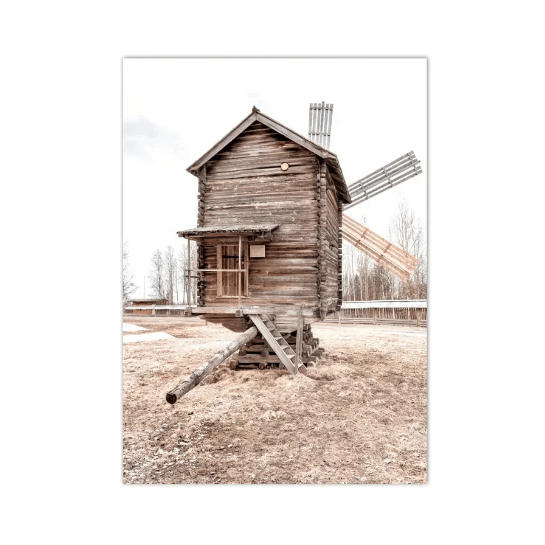 Weathered Wooden Windmill Canvas Print