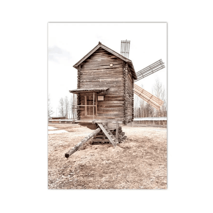 Weathered Wooden Windmill Canvas Print
