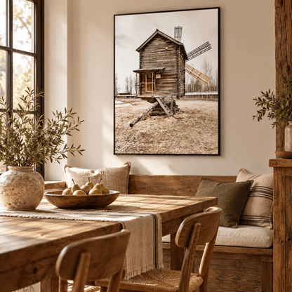 Weathered Wooden Windmill Canvas Print