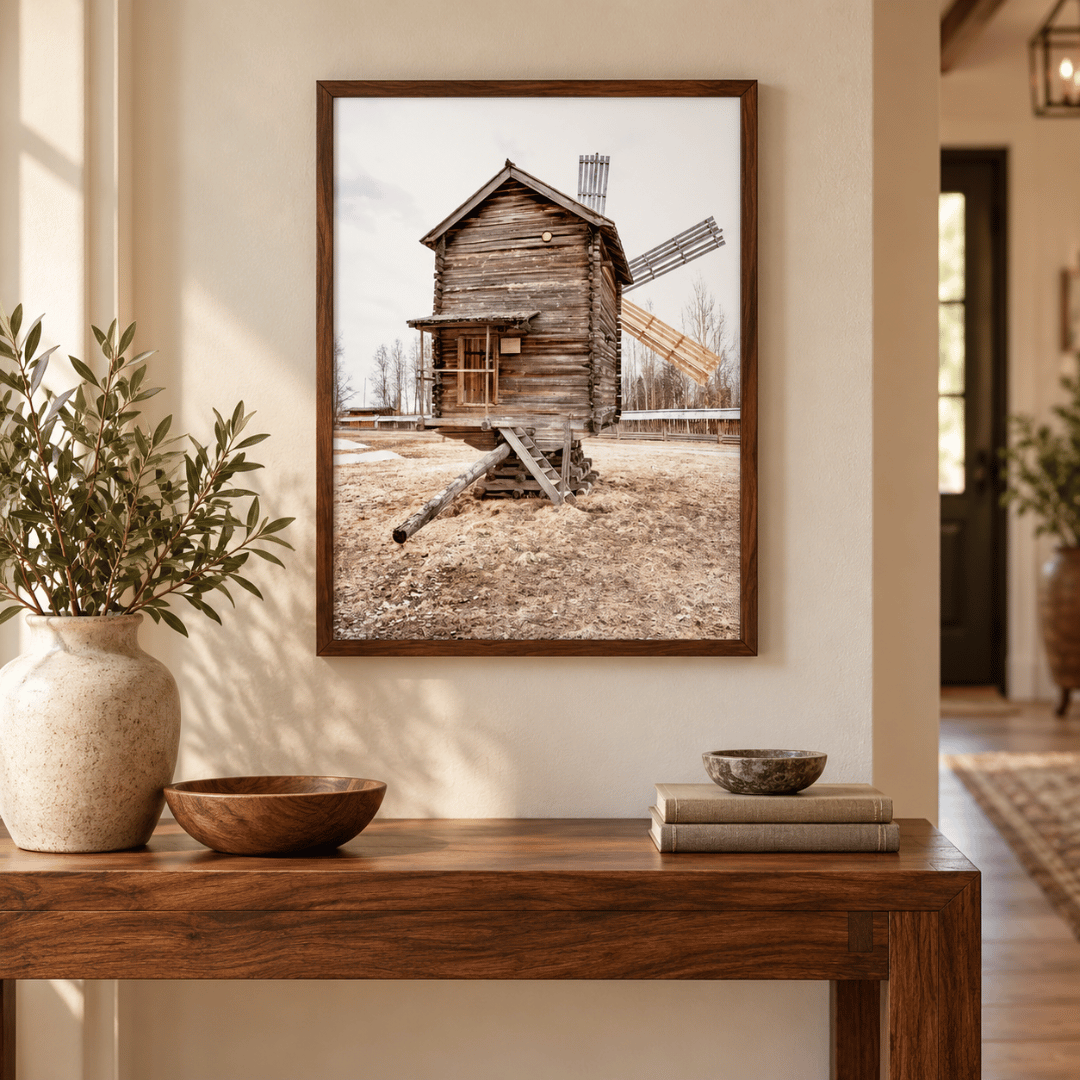Weathered Wooden Windmill Canvas Print